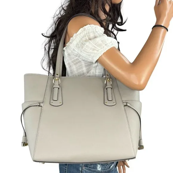 Michael Kors Voyager Drawstring Travel Tote Shoulder Bag Pearl - Main Image